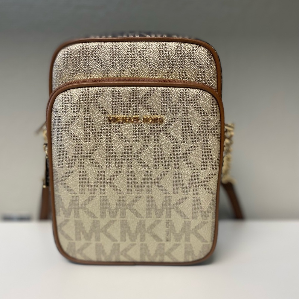 Michael Kors Tan and Brown md ns chain crossbody